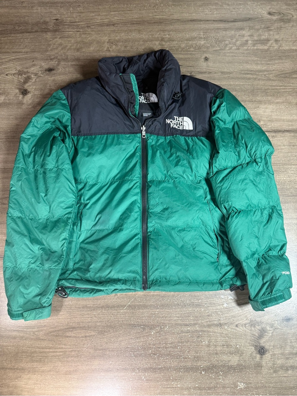 The North Face 1996 Retro Nuptse Jacket Womens S Wasabi Green Black 700 Down